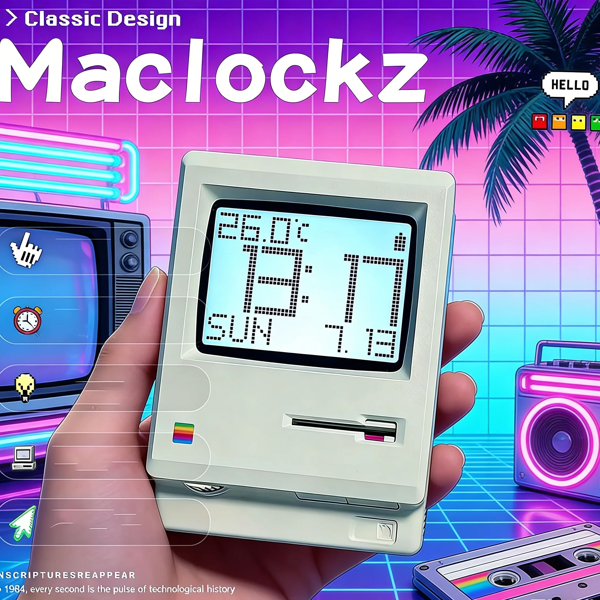 Office Tech Furniture - Retro Nostalgic Maclock Alarm Clock Vintage