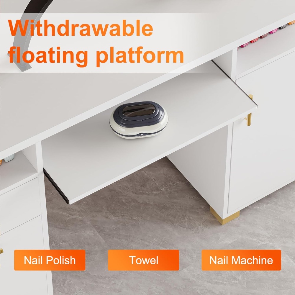 White and Gold Nail Desk for N - огляд і ціна Office Tech Furniture