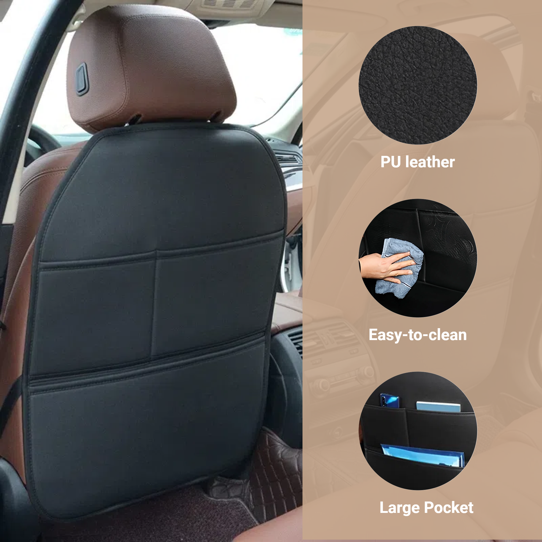 PU Leather Car Seat Back Prote - огляд і ціна Surge Protector Rack